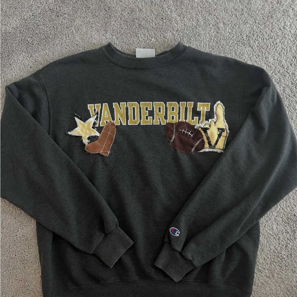 Handmade Patchwork Champion Vanderbilt Gray Sweat… - image 1